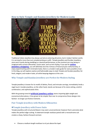 How to Style Temple and Kundan Jewellery for Modern Looks