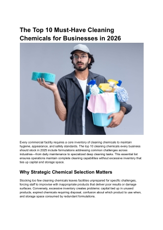 The Top 10 Must-Have Cleaning Chemicals for Businesses in 2026