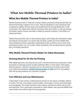 What Are Mobile Thermal Printers in India?