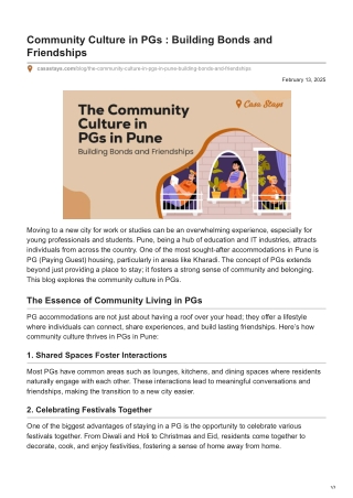 Community Culture in PGs Building Bonds and Friendships