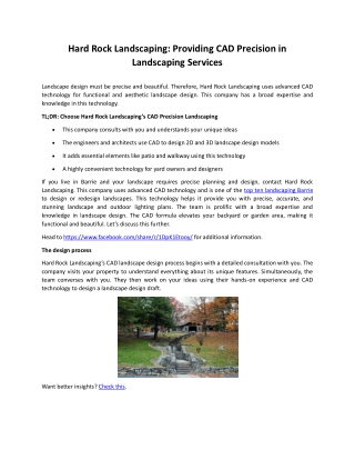 Hard Rock Landscaping Providing CAD Precision in Landscaping Services