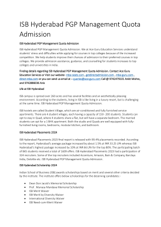ISB Hyderabad PGP Management Quota Admission 006