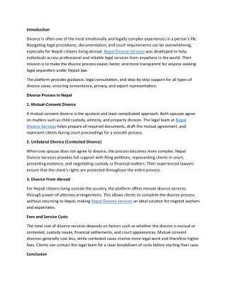 Nepal Divorce Services