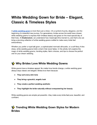 White Wedding Gown for Bridee