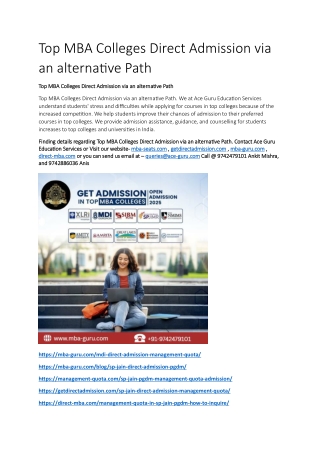 Top MBA Colleges Direct Admission via an alternative Path 005