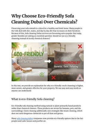 Why Choose Eco-Friendly Sofa Cleaning Dubai Over Chemicals