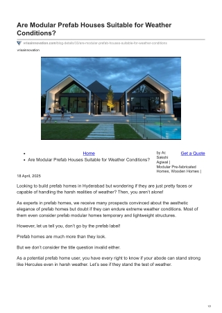 Are Modular Prefab Houses Suitable for Weather Conditions?