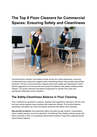 The Top 8 Floor Cleaners for Commercial Spaces Ensuring Safety and Cleanliness