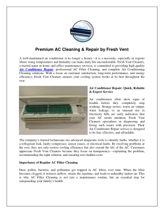 Premium AC Cleaning & Repair by Fresh Vent