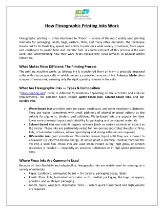 The Basics of Flexo Printing Inks Explained