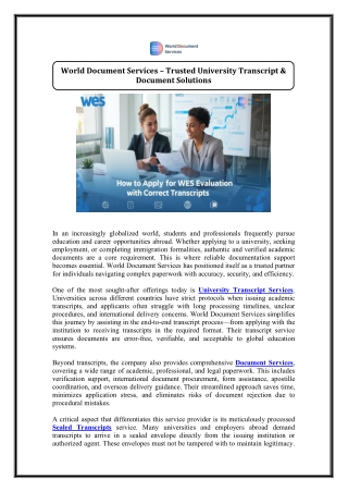 University Transcript Services