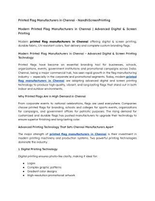 Modern Printed Flag Manufacturers in Chennai