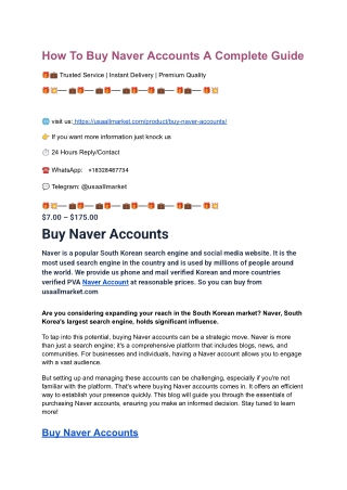 How To Buy Naver Accounts A Complete Guide
