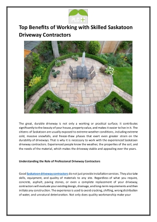 Top Benefits of Working with Skilled Saskatoon Driveway Contractors