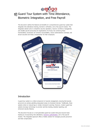 Guard Tour System with Time Attendance, Biometric Integration, and Free Payroll