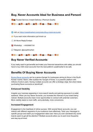 Buy Naver Accounts Ideal for Business and Person