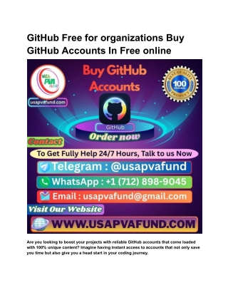 GitHub Free for organizations Buy GitHub Accounts In Free online