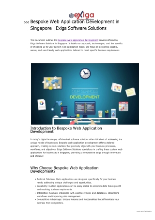 Bespoke Web Application Development in Singapore _ Exiga Software Solutions