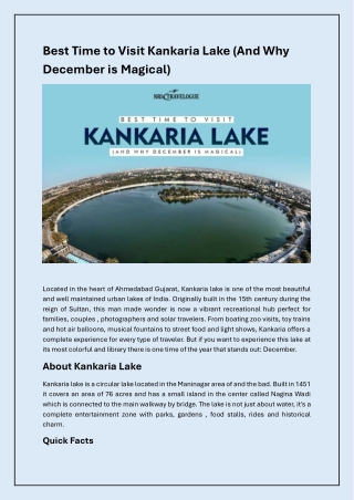 When to Visit Kankaria Lake: A Simple Guide for Travelers