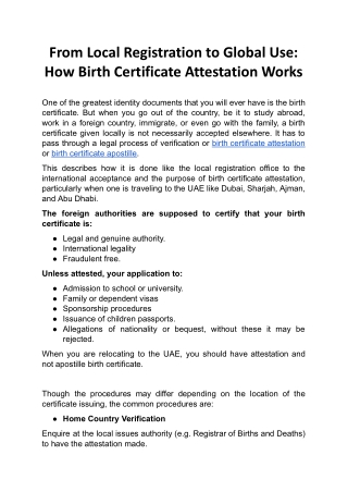 From Local Registration to Global Use| How Birth Certificate Attestation Works