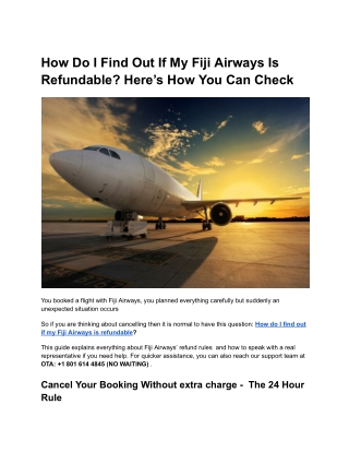 How Do I Find Out If My Fiji Airways Is Refundable