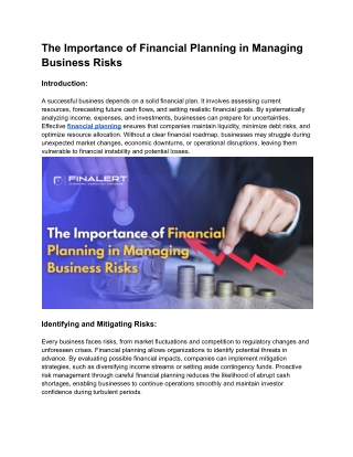 The Importance of Financial Planning in Managing Business Risks_