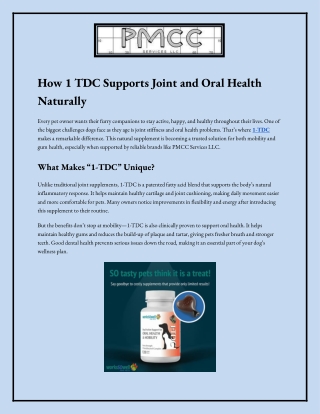 Buy 1 TDC Joint and Oral Health Supplement for Dogs and Cats