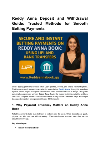 Reddy Anna Deposit and Withdrawal Guide Trusted Methods for Smooth Betting Payments