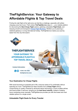TheFlightService_ Your Gateway to Affordable Flights & Top Travel Deals