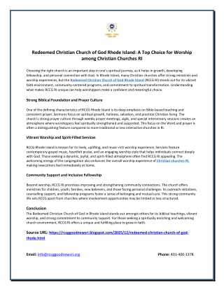 Redeemed Christian Church of God Rhode Island