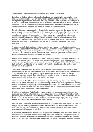 Top Schools in Hyderabad for Quality Education and Holistic Development