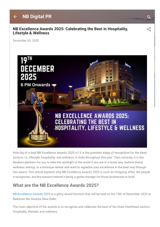 NB​‍​‌‍​‍‌​‍​‌‍​‍‌ Excellence Awards 2025 Celebrating the Best in Hospitality, Lifestyle & Wellness