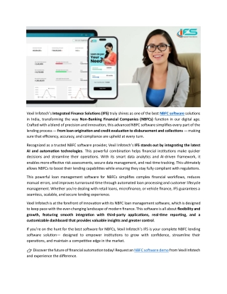 Best NBFC Software | IFS by Vexil Infotech