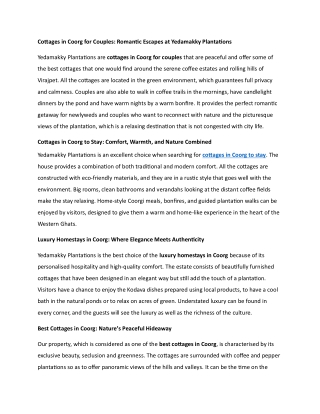 Best Homestay in Coorg