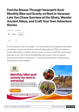 Find magic in motion with Monthly bike and scooty on rent in varanasi