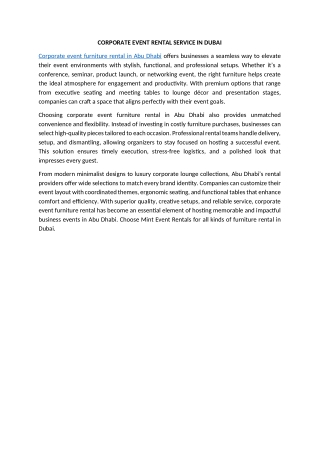 CORPORATE EVENT RENTAL SERVICE IN DUBAI