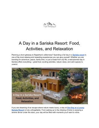 A Day in a Sariska Resort_ Food, Activities, and Relaxation