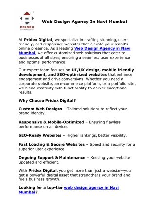 Web Design Agency In Navi Mumbai