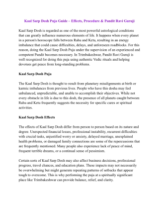 Kaal Sarp Dosh Puja Guide – Effects, Procedure & Pandit Ravi Guruji