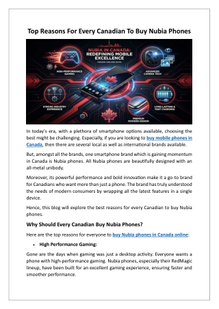 Top Reasons For Every Canadian To Buy Nubia Phones