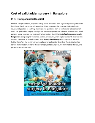 Cost of gallbladder surgery in Bangalore