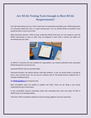 Are WCAG Testing Tools Enough to Meet WCAG Requirements