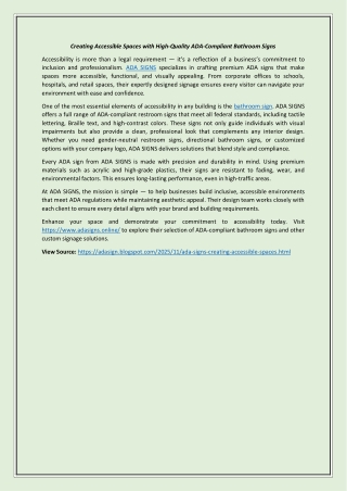 Creating Accessible Spaces with High-Quality ADA-Compliant Bathroom Signs