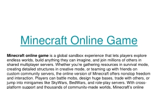 Minecraft Online Game