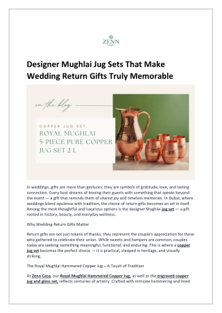 Designer Mughlai Jug Sets That Make Wedding Return Gifts Truly Memorable