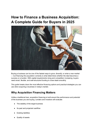 How to Finance a Business Acquisition_ A Complete Guide for Buyers in 2025