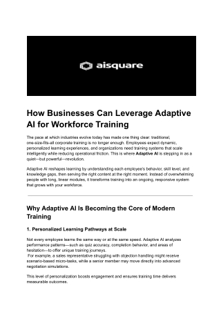 How Businesses Can Leverage Adaptive AI for Workforce Training