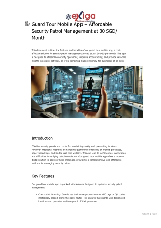 Guard Tour Mobile App – Affordable Security Patrol Management at 30 SGD_Month