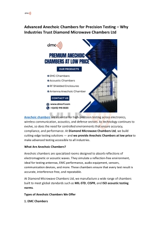 Advanced Anechoic Chambers for Precision Testing –