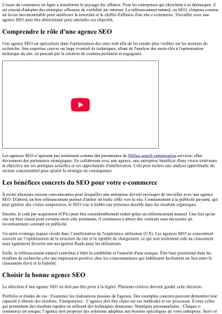 Développer votre e-commerce avec l'aide d'une Agence SEO